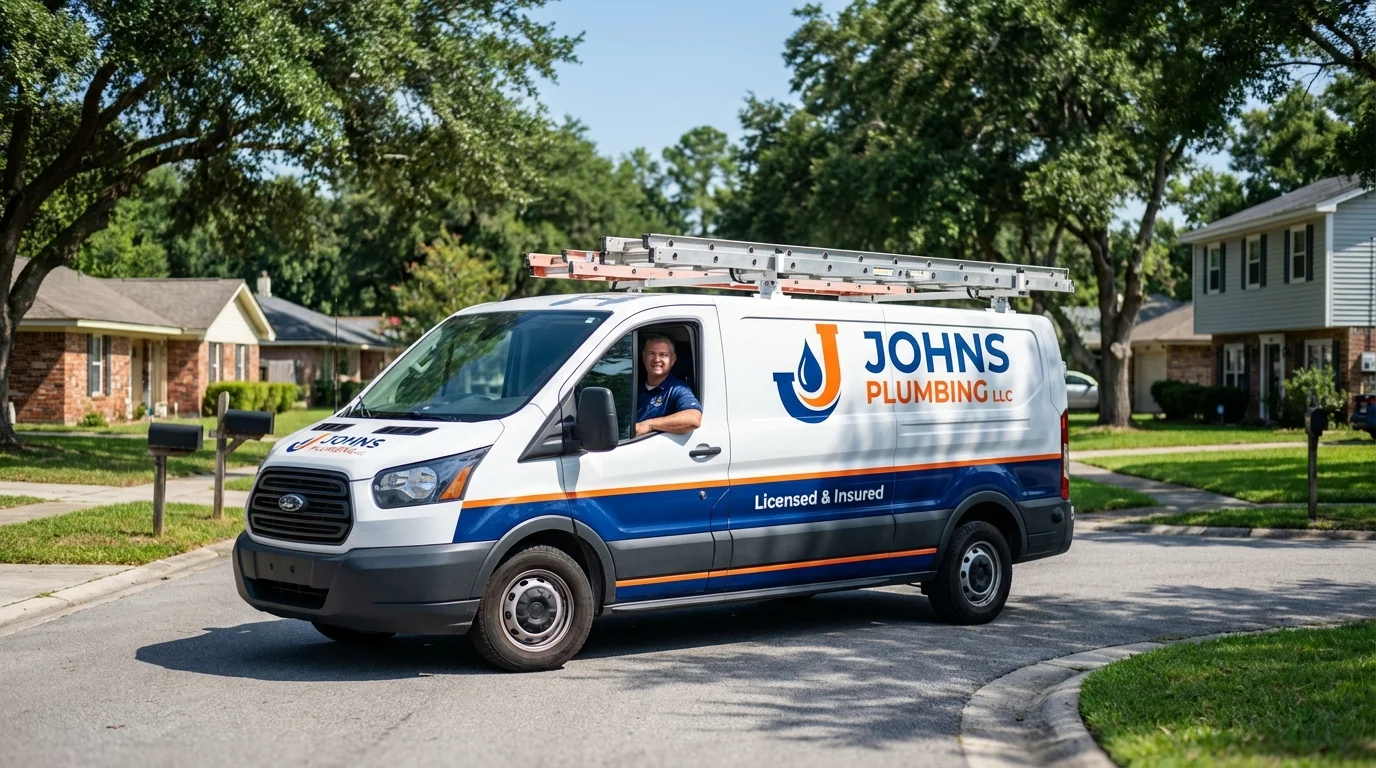 Johns Plumbing LLC service van in Sneads Ferry, NC