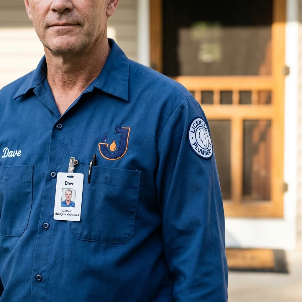 Licensed plumber showing ID badge in Sneads Ferry, NC